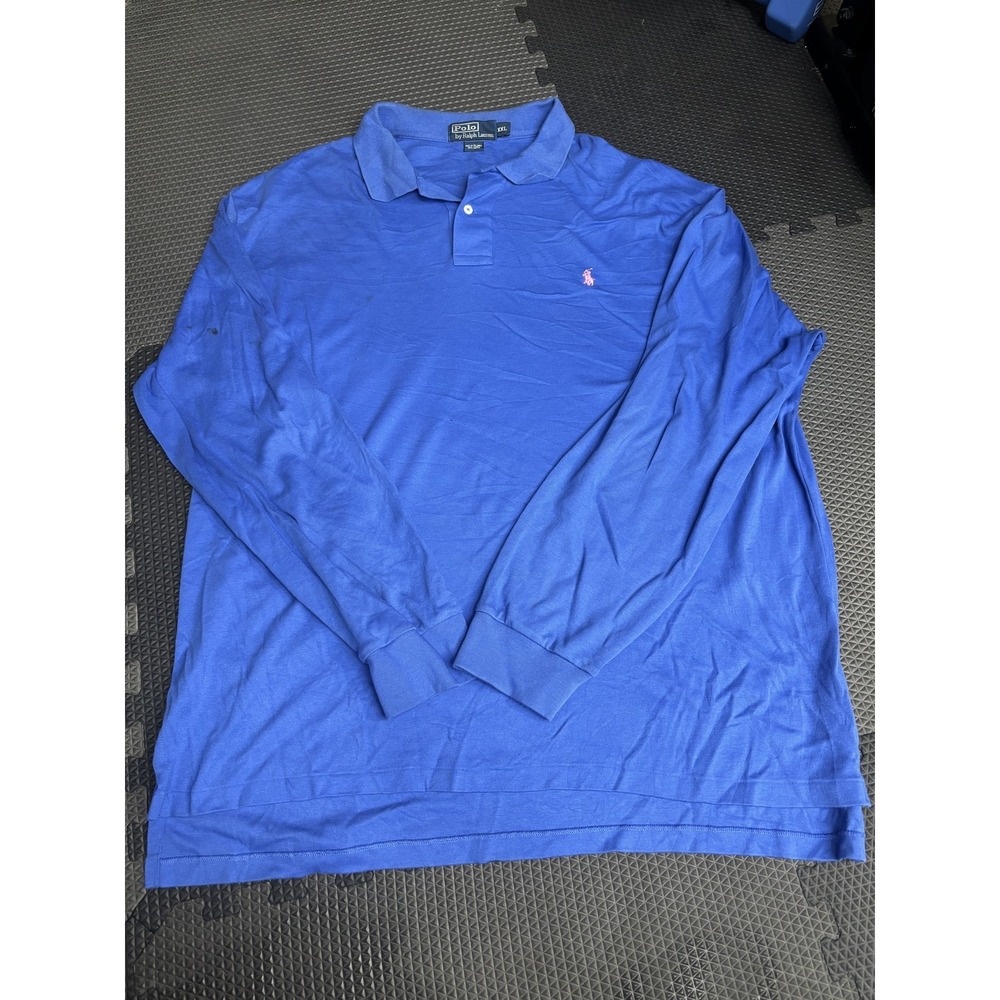 Polo Ralph Lauren Men's XXL Blue‎ Long Sleeve Polo Shirt Classic Fit Cotton Pony